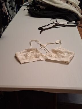 aerie Cream Lace Strappy Bralette with Floral Lace